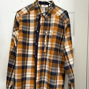 Fjallraven Plaid Button-Down Shirt - Mustard, Navy & White